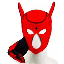 Kinky Puppy Cagoule Puppy Fox Néoprène Rouge-Noir